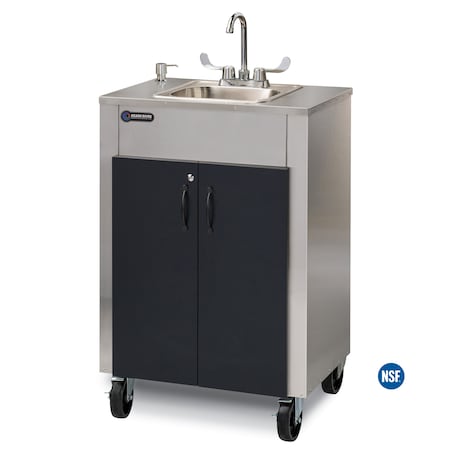 Ozark River Mfg Elite LS Hot & Cold Water Portable Sink Black/Black Doors ESLSKK-SS-SS1N